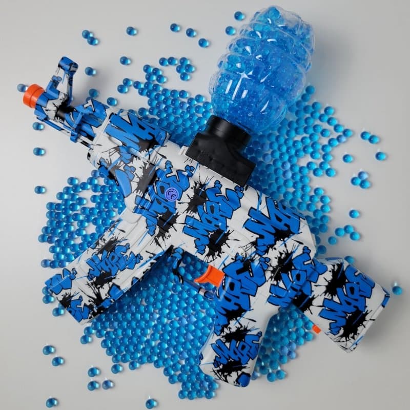 pistolet à orbeez AKM de couleur bleue