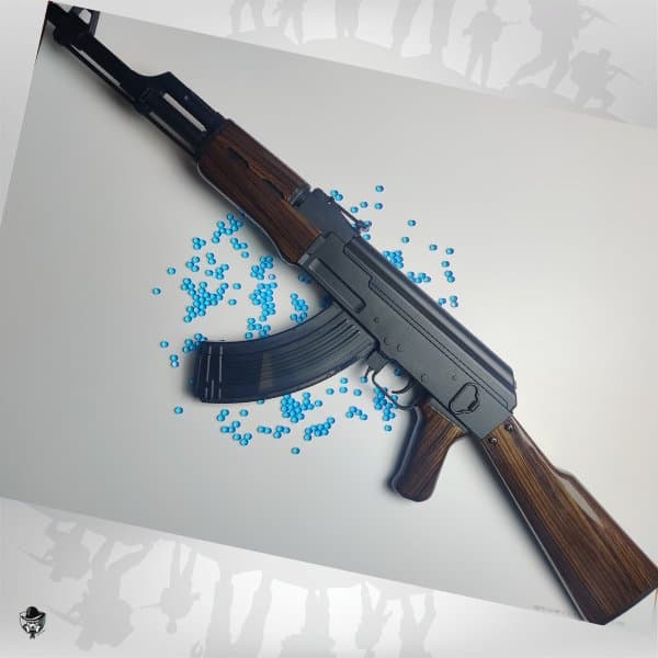 gel blaster ak47 de couleur noire et bois