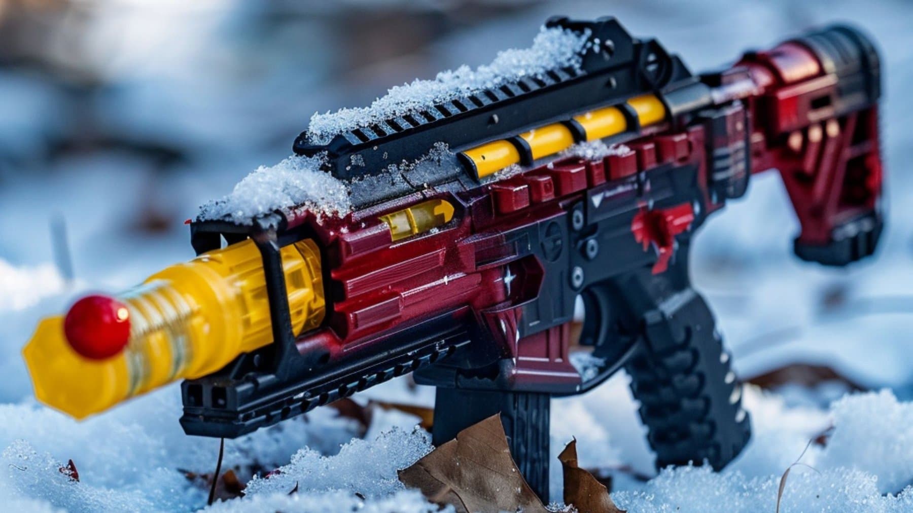meilleur gel blaster M4 déposé au sol dans la neige