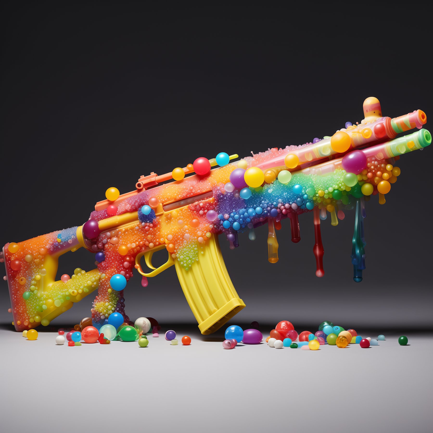 fusil à orbeez avec des billes d'orbeez coloré