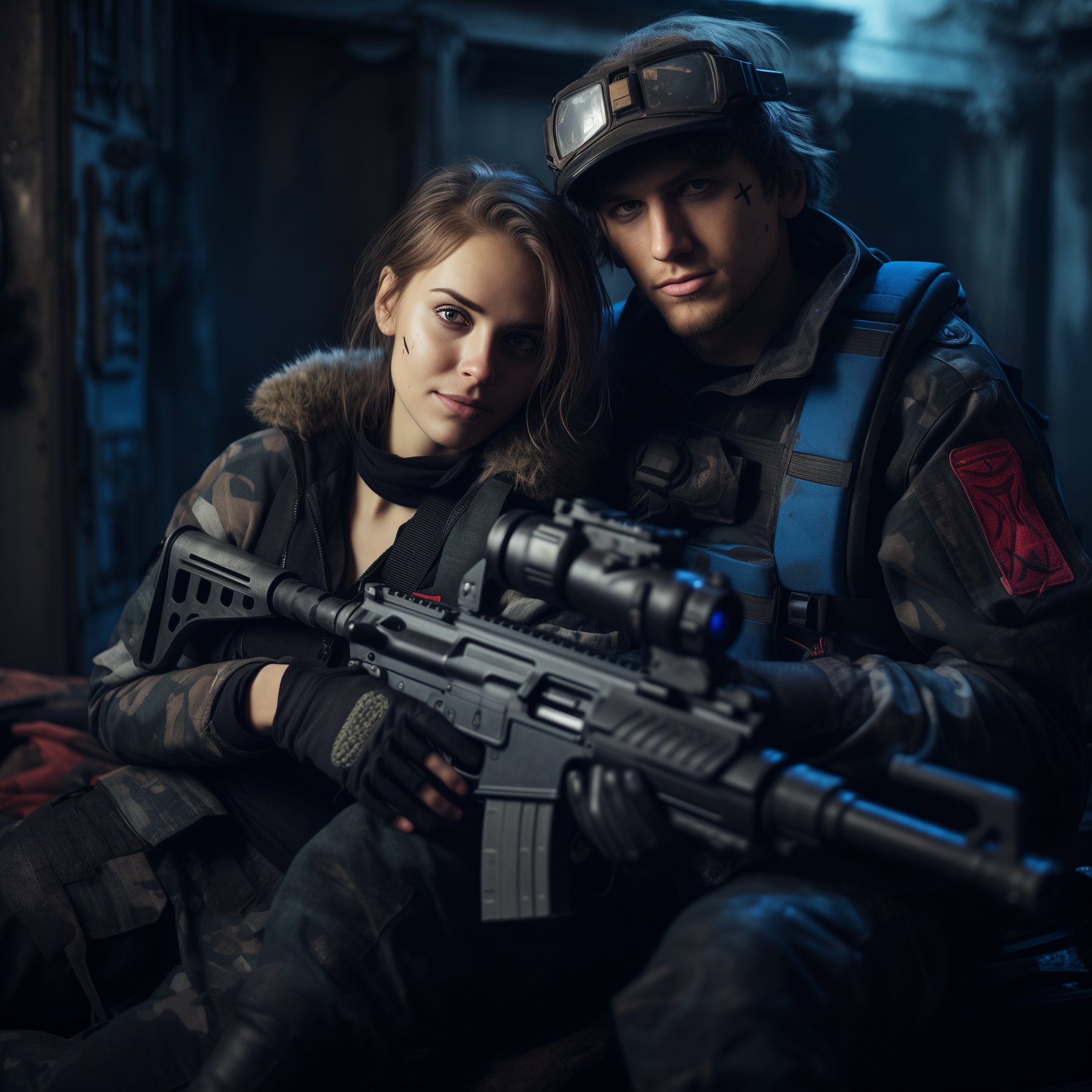 une couple de soldat avec un fusil