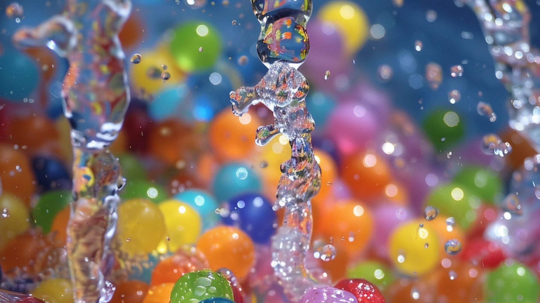billes d'orbeez dans un lavabo rempli d'eau chaude