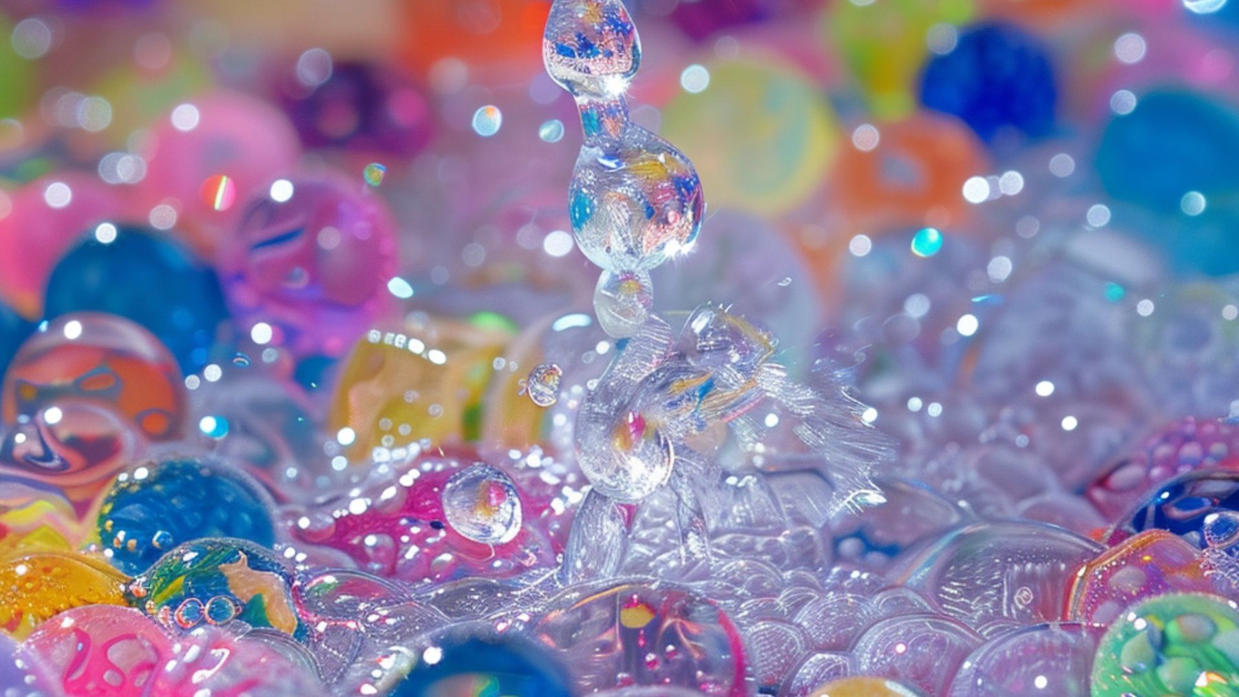 billes d'orbeez dans un lavabo rempli d'eau froide